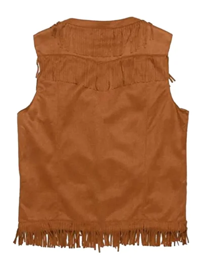 Brown Suede Fringe Cowboy Vest