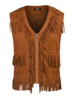Brown Suede Fringe Cowboy Vest