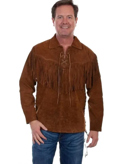 Mens Fringed Suede Leather Jacket