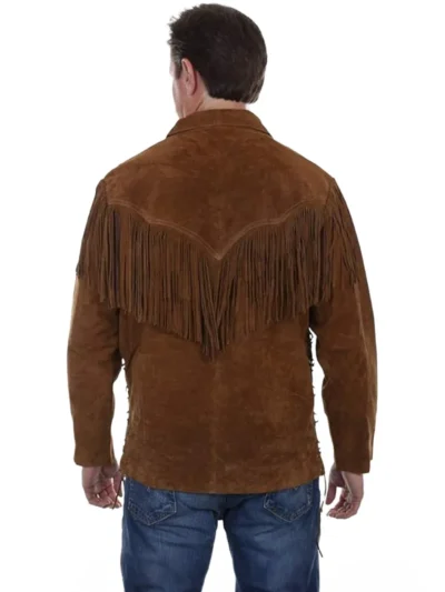Mens Fringed Suede Leather Jacket