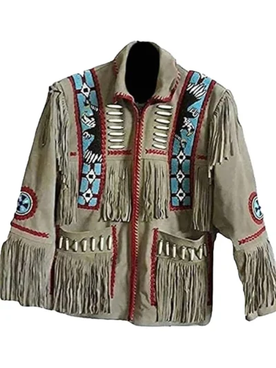 Men's Suede Western Fringes & Bones Jacket