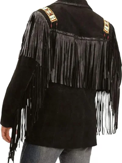 Black Suede Fringe Leather Jacket