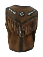 Mens Western Fringes Leather Vest