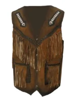 Mens Western Fringes Leather Vest