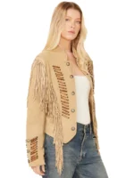 Womens Beaded And Lace Fringe Jacket