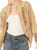 Womens Beaded And Lace Fringe Jacket