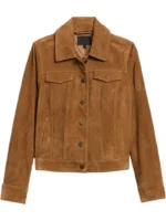 brown suede trucker jacket