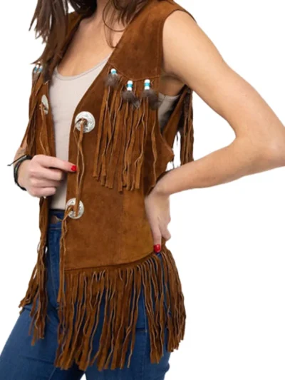 Women Leather Fringe Vest (3)