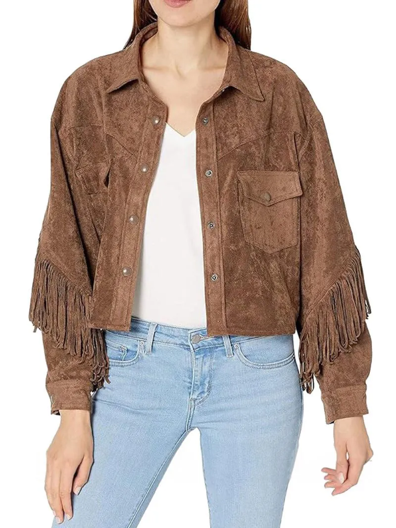 womens Luxury Suede Fringe Jacket Womens Luxury Suede Fringe Jacket - Suede Fringe Jacket