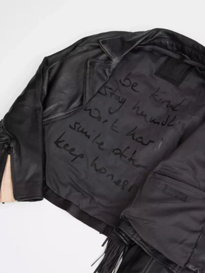 Crissy Star Leather Fringe Jacket - Black