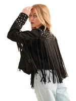Studded Fringe Open Western Jacket