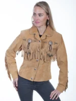 Fringe leather jacket for women