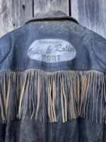 90s Vintage Fringe Leather Jacket for Men