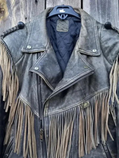90s Vintage Fringe Leather Jacket for Men