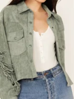 BLANKNYC Women's Faux Suede Fringe Jacket