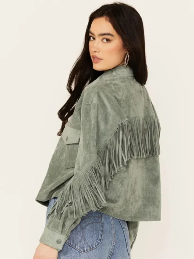 BLANKNYC Women's Faux Suede Fringe Jacket