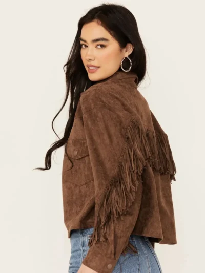 BLANKNYC Women's Faux Suede Fringe Jacket