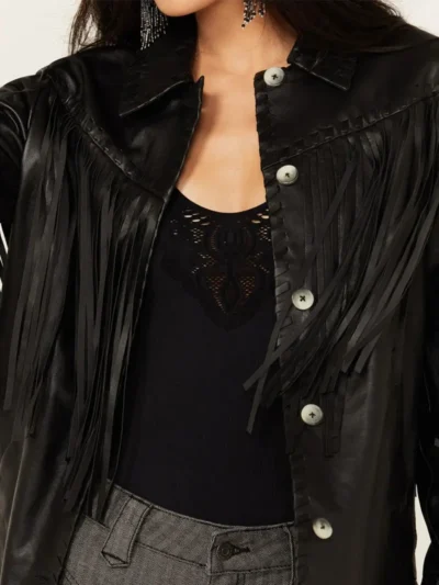 Idyllwind Women's Amburn Leather Fringe Shacket