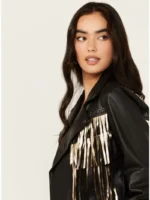 Idyllwind Women's Sparks Studded Thunderbird Fringe Leather Jacket