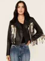 Idyllwind Women's Sparks Studded Thunderbird Fringe Leather Jacket