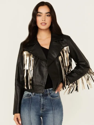 Idyllwind Women's Sparks Studded Thunderbird Fringe Leather Jacket