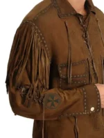 Mens Brown Suede Fringe Shirt