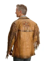Men Western Suede Fringe Leather Jacket