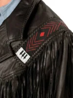 Mens Western Black Suede Fringe Leather Jacket