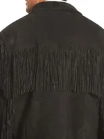 Mens Black Suede Fringe Western Jacket