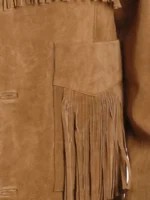 Mens Western Suede Fringe Leather Jacket