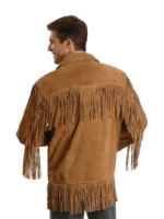 Mens Western Suede Fringe Leather Jacket