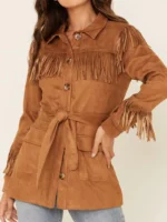 MINKPINK Women's Tan We Are Free Fringe Jacket
