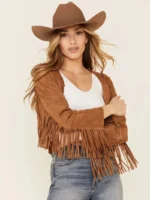 Vocal Women's Faux Suede Western Fringe Jacket