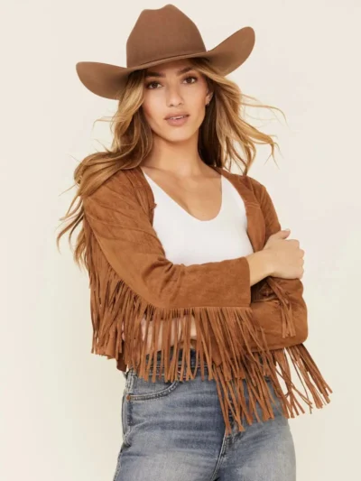 Vocal Women's Faux Suede Western Fringe Jacket