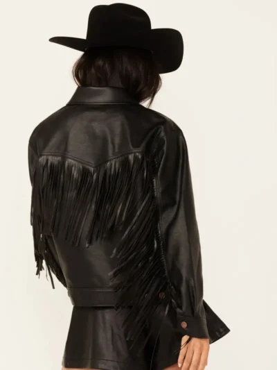 Wrangler Women's Wild Oversized Faux Leather Fringe Jacket