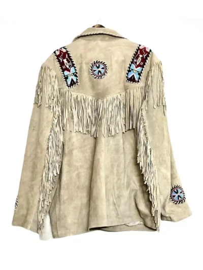 beaded suede fringe jacket back side