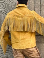 brown Western Style Suede Leather Fringe Jacket