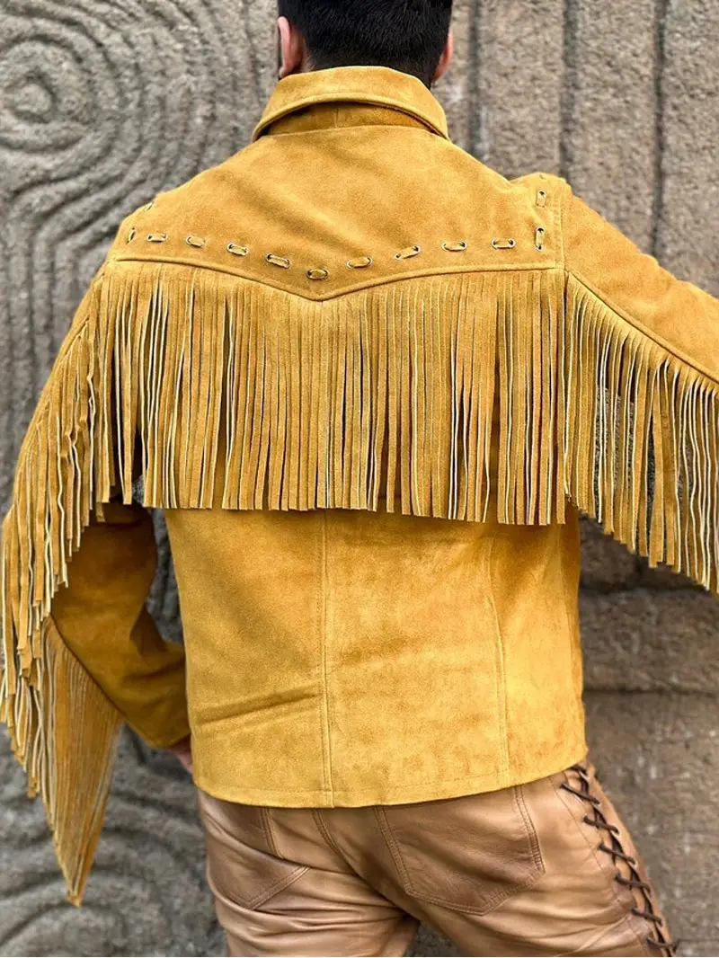 brown Western Style Suede Leather Fringe Jacket (1) brown Western Style Suede Leather Fringe Jacket
