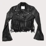 Black Women Cropped FRINGE JACKET
