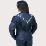 Bone Studded Fringe Leather Jacket