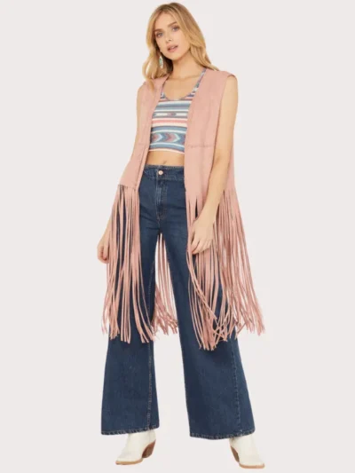 Fornia Women's Fringe Faux Suede Vest