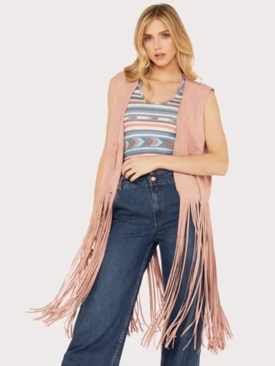 Fornia Women's Fringe Faux Suede Vest