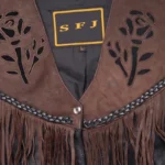 Hudson Leather Floral Fringe Vest