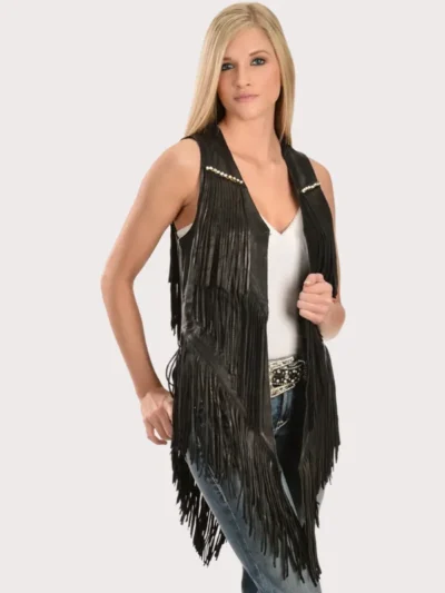 Kobler Leather Women's Yucaipa Fringe & Rhinestone Leather Vest