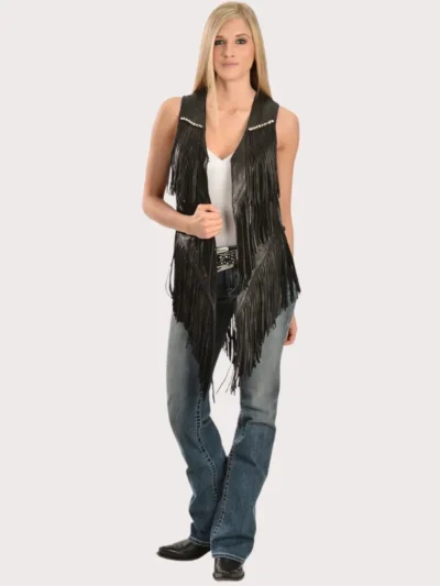 Kobler Leather Women's Yucaipa Fringe & Rhinestone Leather Vest