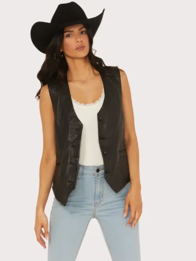 Mauritius Leather Women's Button-Down Leather Vest