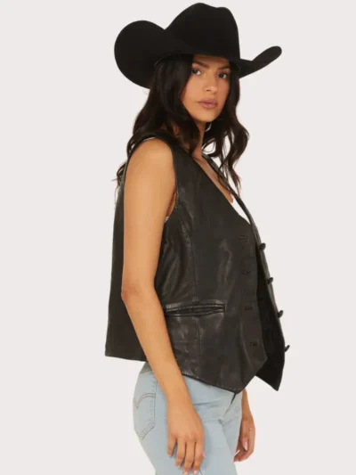 Mauritius Leather Women's Button-Down Leather Vest