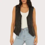 Mauritius Leather Women's Button-Down Leather Vest