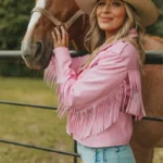 Pink Fringe Vegan Leather Jacket