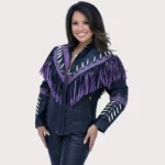 Purple Fringe Leather Jacket